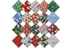 aufodara Natale Tessuto Cotone Stoffa, 20 Pezzi Tessuti Tessuto Cotone Stoffa Patchwork 25x25cm Cucito Creativo DIY Fatto a Mano (Multicolore - 20 Pezzi)