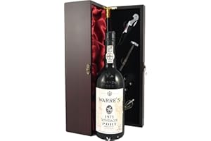 GONDMAX Warre's Vintage Port 1975 in a silk lined wooden box with four wine accessories, 1 x 750ml.