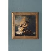 Oscar Stone Decor Masif &Ccedil;er&ccedil;eveli Doğaltaş Tablo 28x28 cm The Storm on the Sea of Galilee Rembrandt