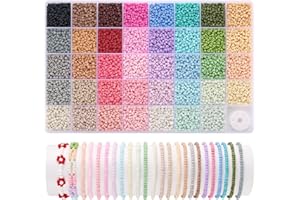 Funtopia Perline per Braccialetti da 3mm, 39 Colori, 9600 Pezzi, Perline di Semi fai da te, Kit per fare Braccialetti, Set di Perle Colorate per Bambini e Adulti