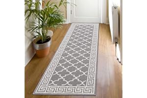 SHACOS Hallway Runner Rug 50x150 cm Non Slip Grey Narrow Hall Runner Rug Kitchen Washable Carpet Runner for Hallway Kitchen Entryway Laundry Room