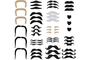 jerbro 48 Stück Selbstklebende Schnurrbart Ankleben Klebebärte falscher Bärte Party Bart für Weihnachtsfeier Geburtstag und Partei (Schwarz)