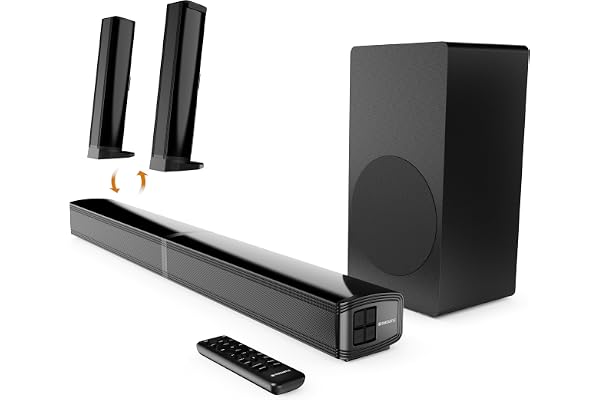 Oakcastle SB80 Xtra Barre de Son TV Bluetooth 5.3 | Conception Divisée 2 en 1 Barre de Son | 200W 2.1 Enceintes pour Téléviseur avec Caisson de Basses | Soundbar Home Cinema HDMI Arc