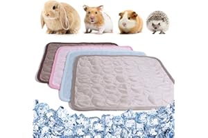 LiebeDD 4 Stück Kaninchen Kühlmatte 30x40cm Sommer Kleintiere Kühlplatte für Kaninchen Hamster Meerschweinchen Chinchilla Kühlpad Selbstkühlend Kühlkissen zum Schlafen, Runde Muster