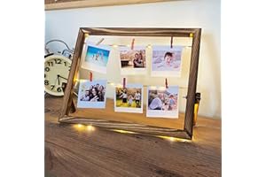 PIXOMIXO Instant Photo Frame for Desk - Holds Photos or Polaroid Film by Fujifilm Kodak Instax Mini - Photo Frames Multiple Pictures with Pegs, Multi Photo Frame, Personalised Photo Frame (Small, 25x32cm)