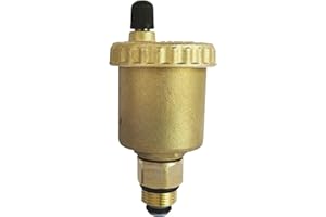 SOMATHERM FOR YOU, Purgeur d'air automatique M12/17 en laiton brossé, sortie verticale, max 110°C, 10 bars, avec valve d'isolement pour un remplacement facile, idéal chauffage