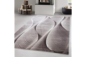 Carpetsale24 Dywan do Salonu 160x230 cm Beżowy Nowoczesny Krótkie Włókno, Design Falisty, Abstrakcyjny Wygląd, Łatwy w Pielęgnacji