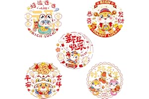 EWLPI Chinese New Year Decorations 2025 Window Stickers,10Pcs Year of The Snake Static Window Clings,Traditional Chinese New Year Window Decal Removable for Window Chinese Decorations