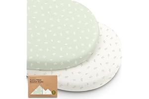 ‎KEABABIES 2-Pack Bio Spannbettlaken Babybett für Mädchen, Jungen - 100% Baumwolle Spannbettlaken Kinderwagen, Beistellbett Stubenwagen & Wiegen Matratze Bezug, Unisex (Herb)