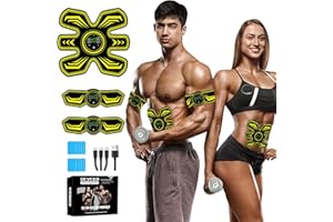 SEVEKO Electroestimulador Muscular Abdominales, EMS Estimulador Abdominal, Abdominales en Casa, Cinturon Electroestimulador Abdominales, 8 Modos y 15 Intensidades, 10 Hidrogeles de Repuesto