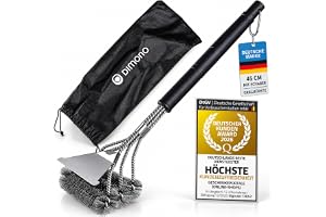 Dimono® Grillborste med Skrapa - 3-i-1 BBQ Borste i Rostfritt Stål | 360° rengöring med tre borsthuvuden - passar gasgrill, kolgrill & rökare - diskmaskinssäker