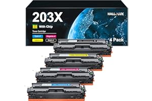 HALLOLUX 203X Toner Cartridge Replacement for HP CF540X CF541X CF542X CF543X Compatible for Color Laserjet Pro MFP M254dw M254dn​M254nw M280nw M281fdn M281fdw M281cdw(Black Cyan Magenta Yellow,4 Pack)
