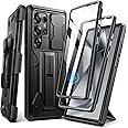 Tongate Compatible with Samsung Galaxy S24 Ultra Case, [Bulit-in Screen Protector & Slide Camera Cover] [2 Front Frame] Military Grade Shockproof Phone Case with Kickstand & Belt-Clip 6.8", Black