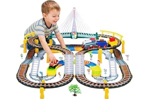 KINDERPLAY Elektrische Eisenbahn für Kinder – 192-teiliges Zug-Set mit Schienen, Licht & Sound – ab 3 Jahren, batteriebetrieben, inkl. Auto