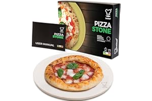 BeChef® Pizza Stone for Domestic Oven | Natural Cordierite | Large Round Pizza Stone for BBQ and Grill | Elegant Gift Box | Baking Stone for Italian Homemade Pizza
