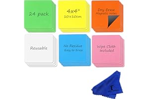 NAVY PENGUIN Pense Bête Magnétique Frigo - Lot de 24-10x10cm Petit Memo Tableau Blanc Effaçable à Sec - Étiquette Aimanté pour Planning Cuisine et Bloc Notes de Bureau