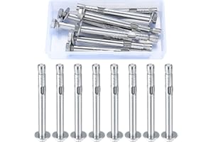 Vwoqiy 8 sztuk śrub rozporowych, M6 x 80 mm, stal nierdzewna, sześciokątna kotwa do dużych obciążeń, tuleja, śruby kotwiące, mocowania ścienne do betonu podłogowego, śruby trzpieniowe, kotwa śrubowa