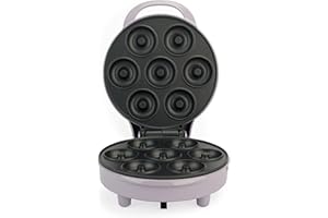 Petra Macchina per ciambelle - Produce 7 mini ciambelle, piastra di cottura antiaderente, facile da pulire, spie luminose Power & Ready, controllo automatico della temperatura, 1000W, PT6222PPVDE