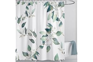 LIVETTY Shower Curtain Green Plant Curtain Leaves Shower Curtain for Bathroom Quick-Drying Kitchen Curtains Machine Washable with 12 Hooks-Multi-Color