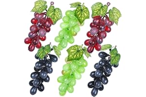 Tuxiaobu Frutta artificiale falsa uva decorativa per frutta, uva artificiale, frutta artificiale, decorazione per la casa, la cucina, decorazione da tavolo, decorazioni per feste, 6 uva/18 capsule