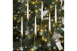 GZWY Candele per albero di Natale con telecomando, 6 luci per albero di Natale, candele a LED per decorazioni natalizie, per interni, candele coniche senza fiamma per albero di Natale (B)