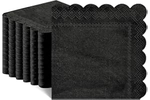 NatNarr 120 Pcs Cocktail Napkins Black Napkins Disposable Scalloped Bar Napkin Beverage Dessert Napkin for Birthday, Coffee,Bar, Kitchen, 5 x 5 Inch