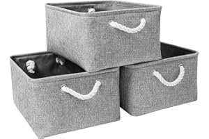 Mangata Faltbare Aufbewahrungsboxen, große Stoffkörbe, 3er-Pack (Grau, Medium)