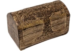 Kunstversteck Schatzkiste Baum des Lebens Design 2, massive Holz-Schatulle Dekobox 20,5 x 11 x 12,5 cm, braun