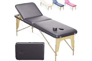 Beltom® Lettino Da Massaggio Basic 3 Zone In Legno Portatile Pesa Solo 14,3 Kg Richiudibile + Pannello Reiki + Angoli Arrotondati E Rinforzati - Fisioterapia Estetista Tattoo Tatuaggi - Nero