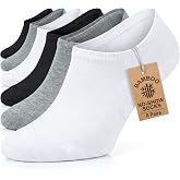 GoWith 3-Piece-6 Bamboo White Gray Black Elastane No Show Invisible Seamless Walking Sports Running Sneakers Men's Socks 3103