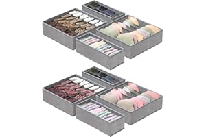 CASMIGC Organizer per Biancheria Intima, Set di 8 Armadio Divisori Pieghevole Storage Box Cassetto Organizzator per Biancheria Intima, Reggiseni, Calze, Fazzoletti e Cravatte