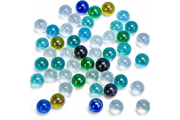 HAKACC Billes en Verre, 50 pcs. Billes Multicolores Enfants Décoration Jouets Transparent