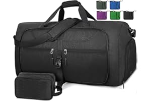 Lubardy Bolsa de Viaje Hombre Plegable Ligera Bolsa Deporte con Compartimento Zapatos 65L 80L 100L Impermeable Bolsa Fin de Semana Maleta de Viaje Weekend Cabina de Equipaje