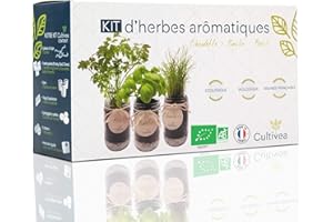 CULTIVEA® Kit Prêt à Pousser d’Herbes Aromatiques – Graines 100% Bio – Made In France - Jardin potager d’intérieur – Plante (Basilic, Persil et Ciboulette) - Idée Cadeau