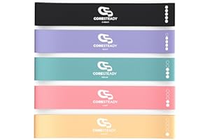 ‎CORESTEADY Coresteady Fitnessbänder Set – Mini Widerstandsbänder für Männer, Frauen – Gymnastikband Yoga, Fitnessstudio – Fitnessband Krafttraining, Muskelaufbau – Gummiband Sport – E-Anleitung, Tragetasche