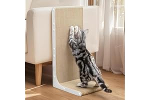 Conlun Tekturowy drapak dla kota, 58 cm w kształcie litery L, montowany na ścianie, pionowa deska do drapania, trwały karton do ochrony mebli dla kotów domowych, biały, duży