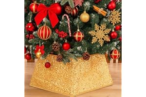 Silverchry Falda de Árbol de Navidad con Lentejuelas, Collar de Árbol de Navidad 60×40cm, Cubierta Base de Árboll Navideño, Adornos navideños para Hogar (oro4)