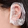 100 Pack Disposable Ear Protectors - Clear Ear Covers for Shower, Bathing, Salon