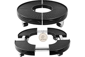 TTL GARDEN TTL HOME Pflanzenroller VERSO Ø 38-50cm – Rollbrett wetterfest rund mit Gummi Rollen & Bremse 360 ° drehbar - 150 kg Traglast - Rollwagen Blumenroller für Pflanzen Blumen Vasen Outdoor & Indoor