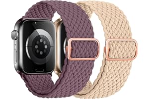 HalfYue Pleciony pasek kompatybilny z Apple Watch 38 mm, 40 mm, 41 mm, 42 mm, 44 mm, 45 mm, 49 mm, regulowany, elastyczny nylonowy pasek