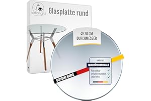 iomangio® Glasplatte Rund Ø 70 cm | transparente Tischplatte aus gehärtetem ESG-Sicherheitsglas | 8 mm dick – Ideal für DIY-Projekte, Glastische und als Kamin Glasplatte