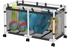 POOL FELLOWS Bac de rangement de piscine, 248 litres, support pour nouilles, jouets, flotteurs, serviettes, organiseur en maille pour équipements de natation, style mini Plus