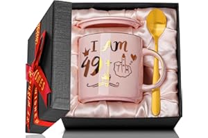 ALBISS Funny 50th Birthday Gifts for Women, 14oz Pink Marble Ceramic Coffee Cup Gift idea for Her Turning 50 Years Old as a Friendly Joke Birthday Celebration Mug Printed with Gold, Card, Nice Gift Boxed