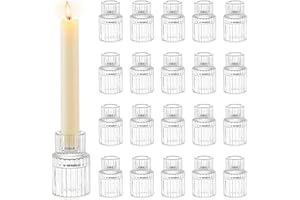 ‎ROMADEDI Romadedi Glass Candle Holder for Taper Candles - Set of 20 Small Taper Candle Holders Wedding Table Decoration for Taper Candle Dining Table Party Christmas Advent Living Room Vintage Decoration