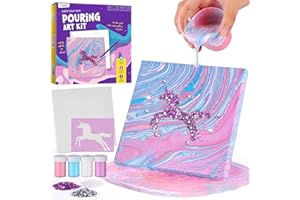 LAOESE Unicorno Tela Pittura Pouring per Bambina, Unicorno Bambina Regalo 5 6 7 8-12 anni, Lavoretti Creativi per Bambini, Giochi Creativi Bambina Bambino, Unicorno Giocattoli Bambina 4-12 anni Femmina