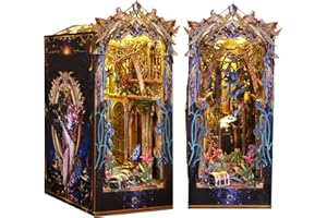 RONSTONE DIY Book Nook de Panduola's Box, Maison de Poupée Booknook Décoration d'étagères, Casse-tête en Bois 3D avec Capteur Lumineux Maquette de Bookend