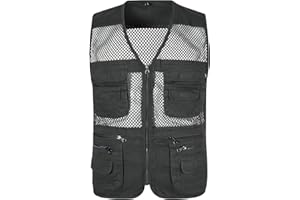 Yukirtiq Uomo Gilet da Pesca ad Asciugatura Rapida Gilet da Caccia Giacca Senza Maniche da Lavoro Gilet da Fotografia Campeggio Giubbino da Escursionismo
