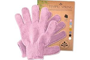 TEMPLE SPRING - Guanti Esfolianti per Lavaggio, Guanto Esfoliante in Bambù, Scrub per Bagno/Doccia, Guanto per Esfoliazione del Corpo, Scrub di Bellezza/Loofah, Rimozione della Pelle Morta - Rosa