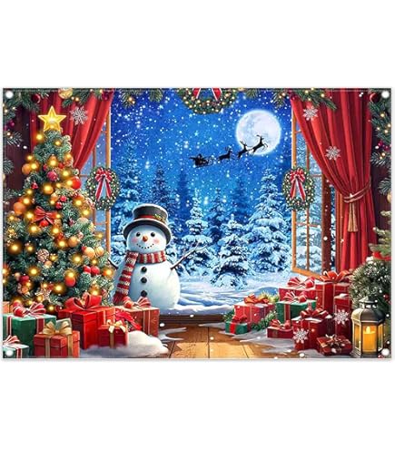 Laeacco Winter Christmas Window Scene Backdrop Snow Forest Pink Curtains Xmas Trees Gift Family Portrait Photography Background 0c84601d 06b7 4b33 Af04 7cfd193bb48e.bf738f3225f55bdb3ad1eac0c5bc0a65