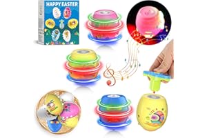 Ancesfun Ostereier Battling Spinning Tops, 6 Kreisel Spielzeug mit LED Lichtern und Musik Launcher Gyroskop Neuheit Bulk Spielzeug, Ostereiersuche Füller Kit Geschenke für Kinder Mädchen Jungen 3+
